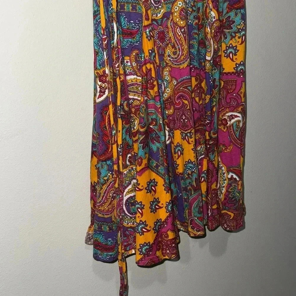 Lauren Ralph Lauren Paisley Dress Womens Small Ruffle Vneck Sleeveless Colorful - Picture 7 of 9